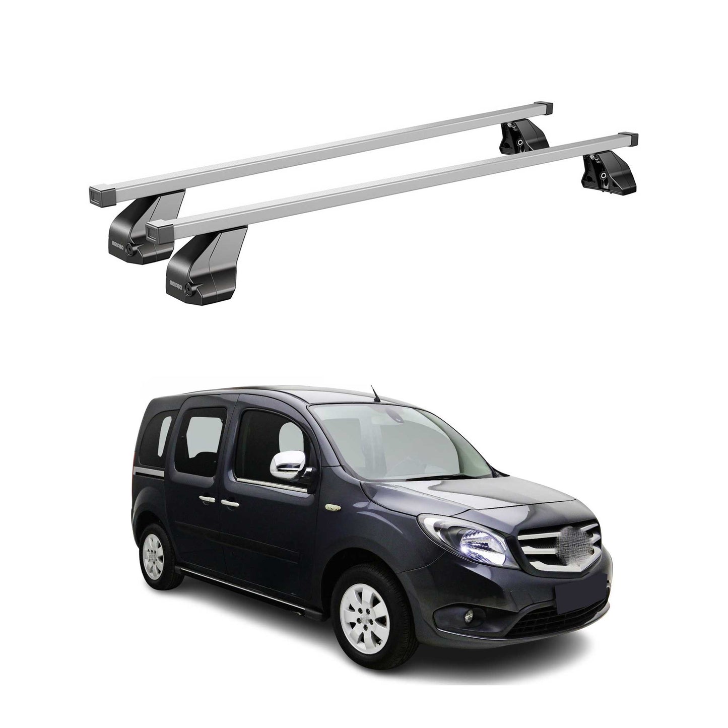 Menabo Dachträger Grundtäger für Mercedes Citan W415 2012-2021 75kg Stahl Silber