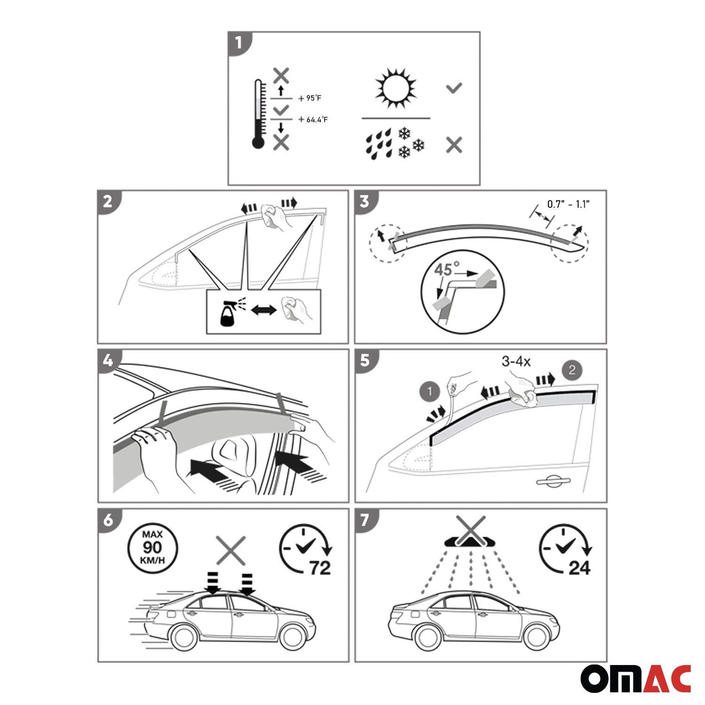 Deflectoare de vânt/ploaie pentru Lexus NX 200 2014-2021, acrilic închis, set 4 piese
