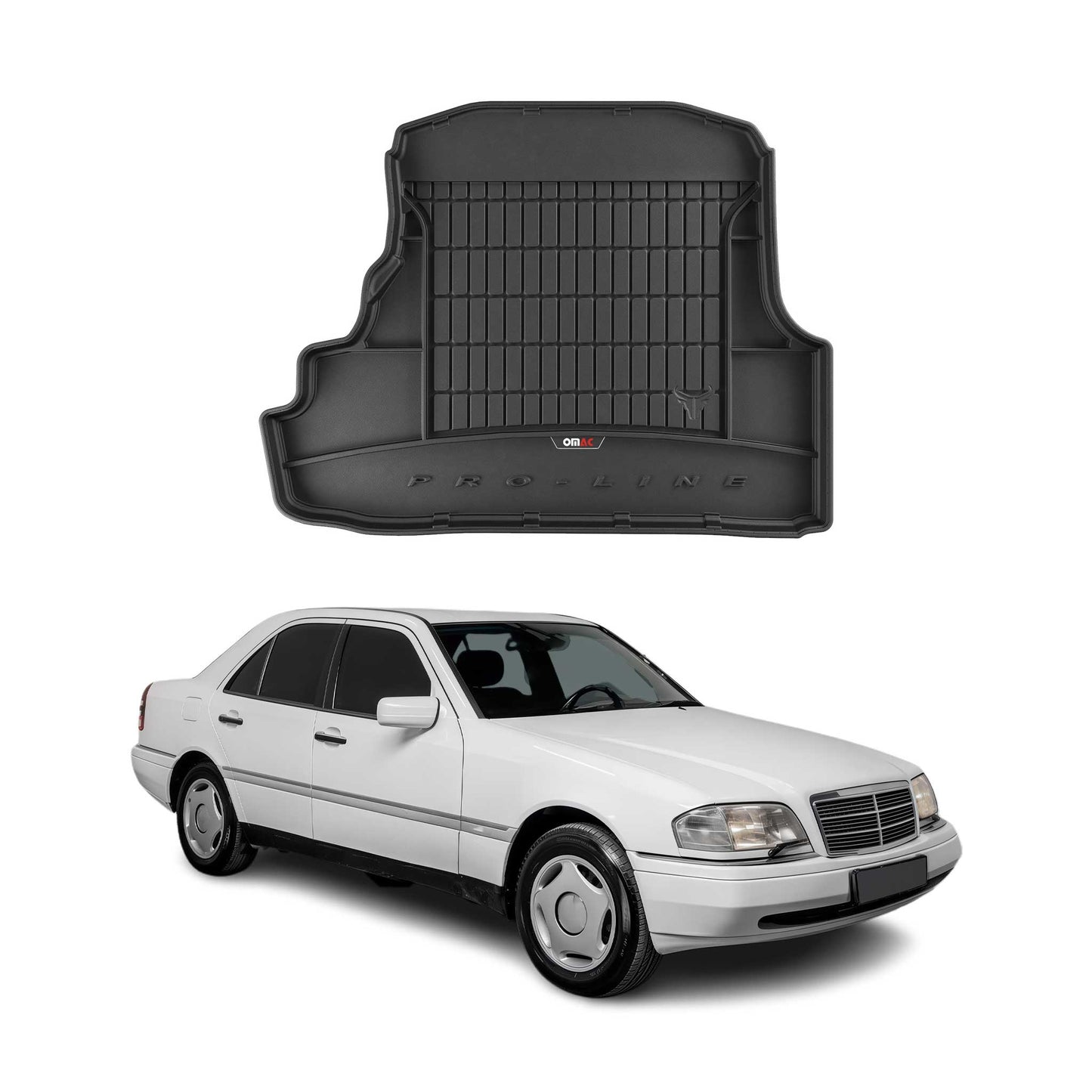 OMAC Gummi Kofferraumwanne für Mercedes C Klasse W202 1993-2001 TPE Schwarz