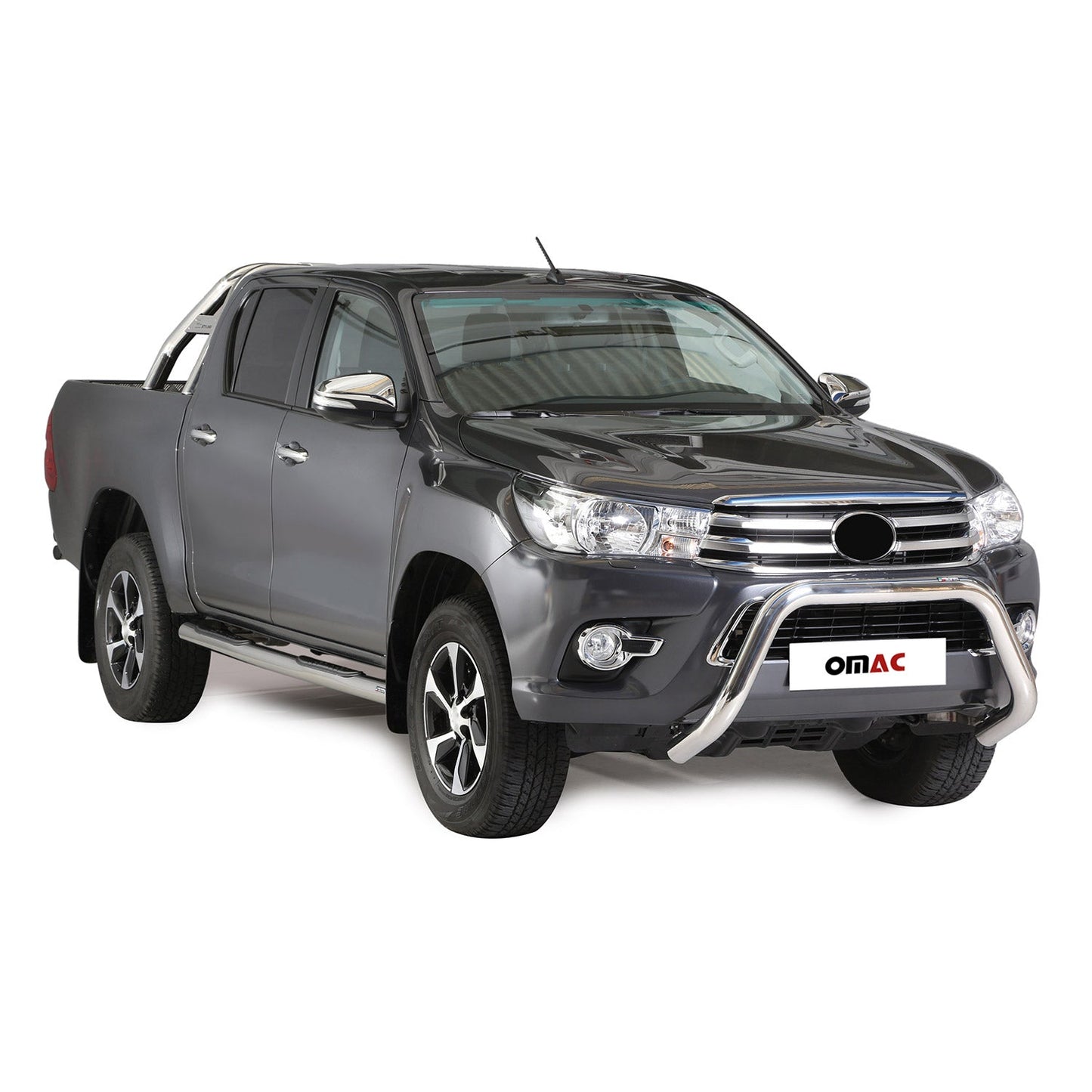 Bară de protecție/buton față pentru Toyota Hilux 2016-2018, ø76mm, oțel, argintiu, protecție