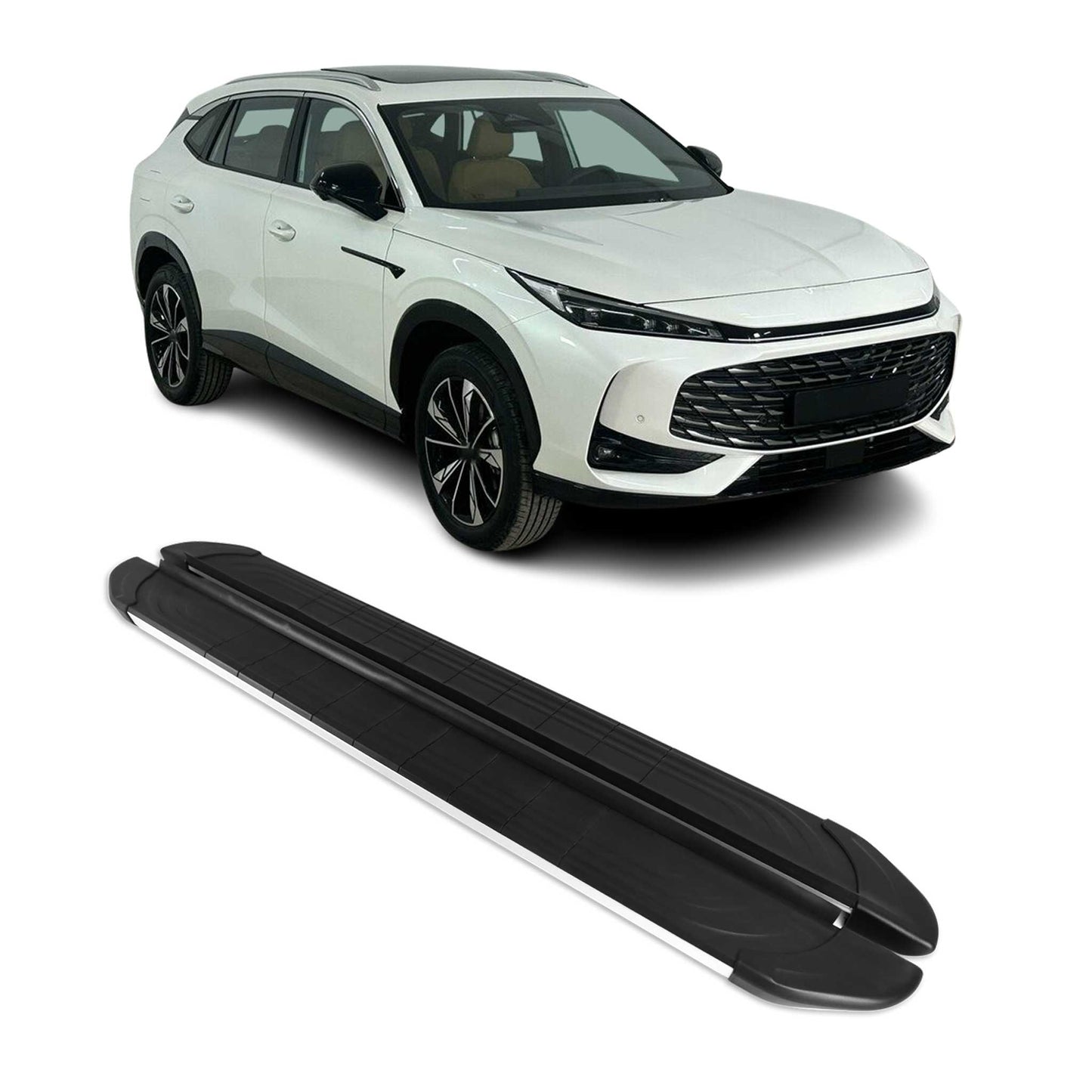 Praguri laterale pentru MG HS II 2024-2025, aluminiu, argintiu și negru