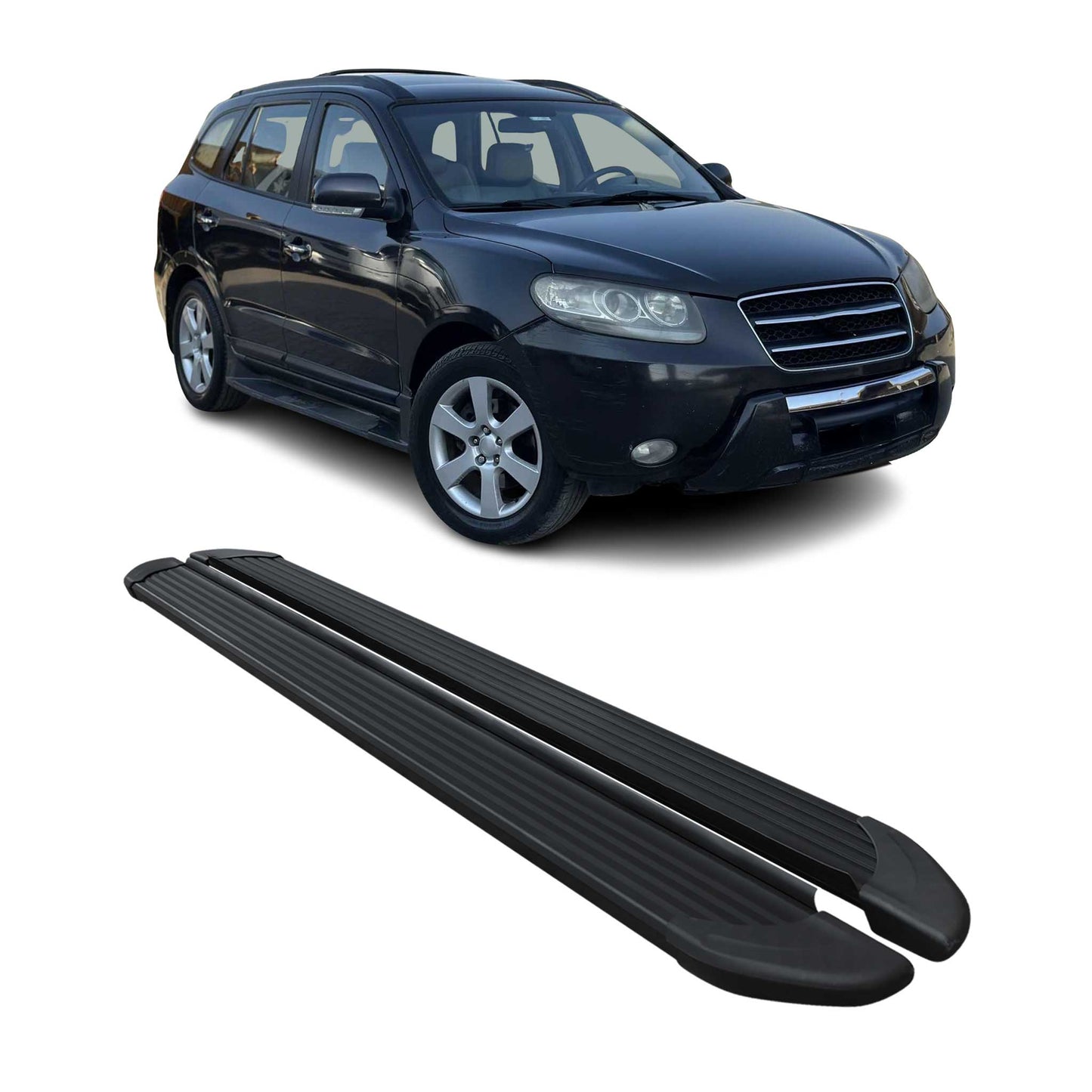Seitenschweller Trittbretter Schweller für Hyundai Santa Fe 2006-12 Alu Schwarz