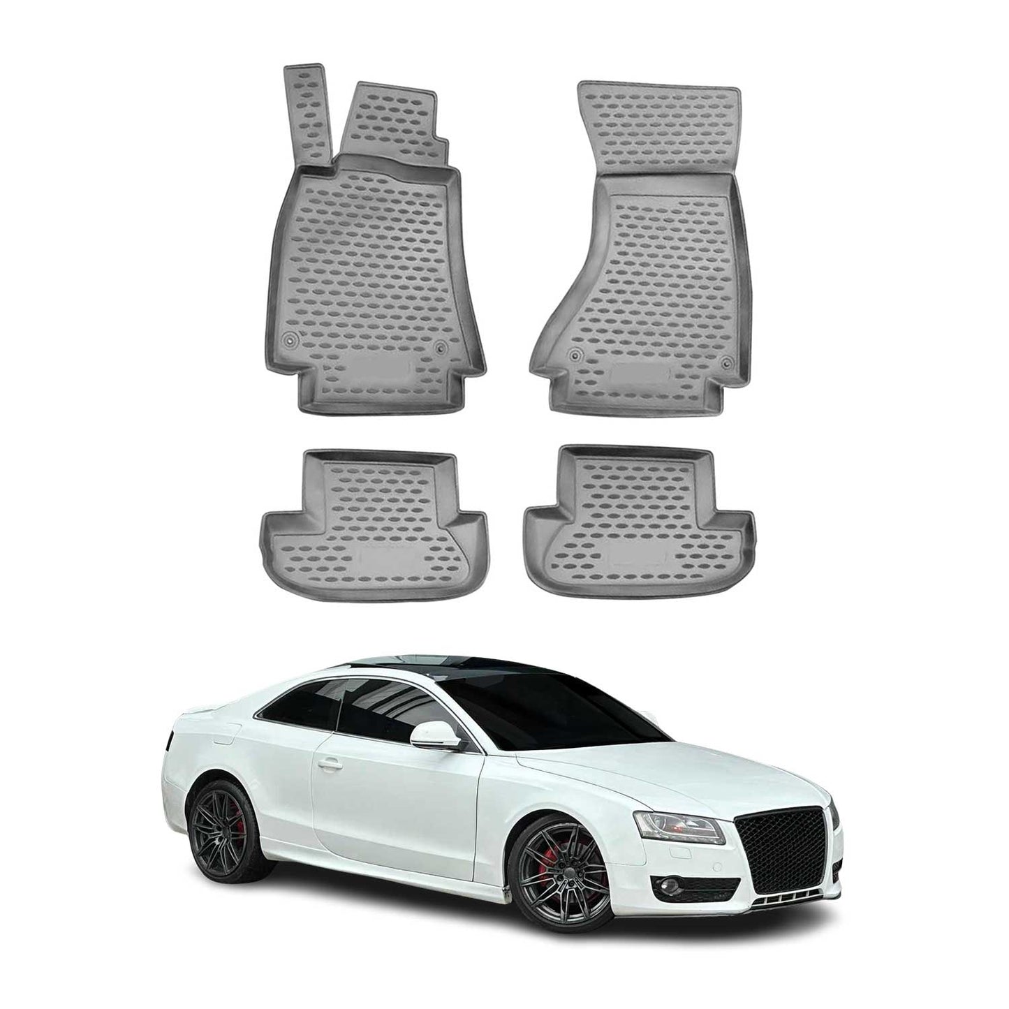 Covorașe cauciuc Audi A5 Cabriolet Coupe 8T3 8F7 2007-2017, gri, set 4 piese