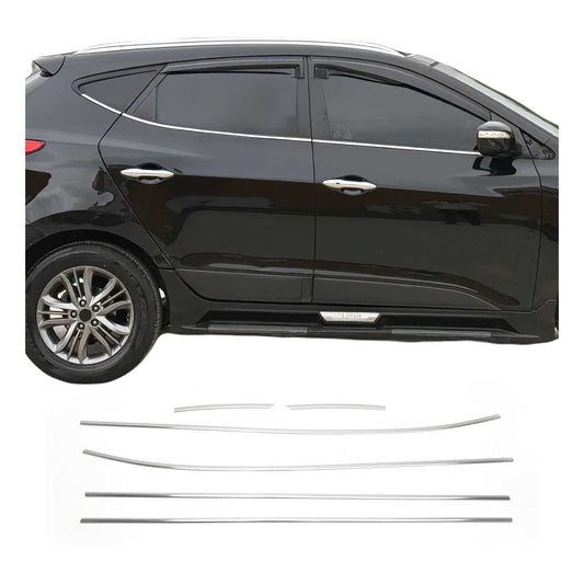 Benzi decorative pentru geamuri pentru Hyundai ix35 2010-2015, oțel inoxidabil cromat, 6 bucăți