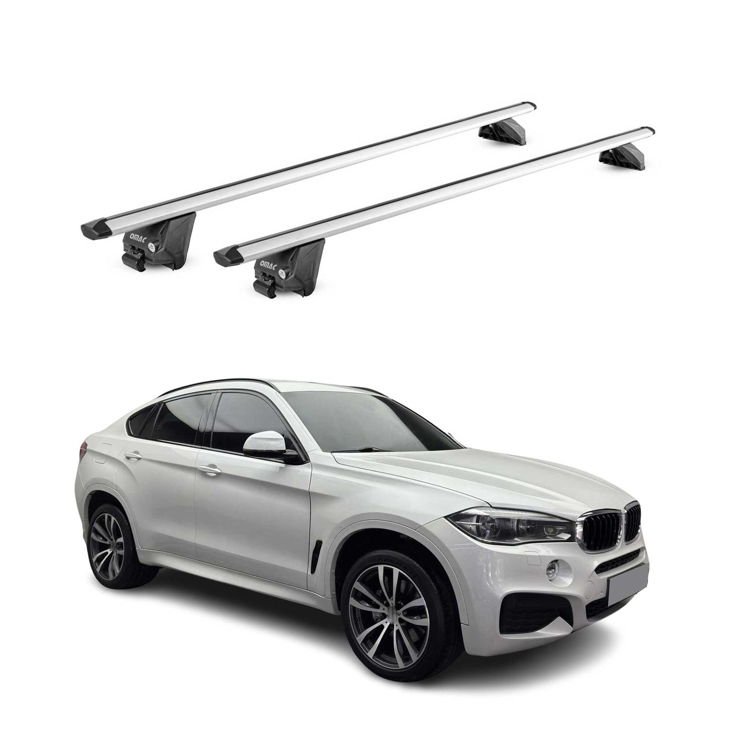 Portbagaj de plafon pentru BMW X6 F16 2014-2019 100kg aluminiu argintiu 2 buc ABE