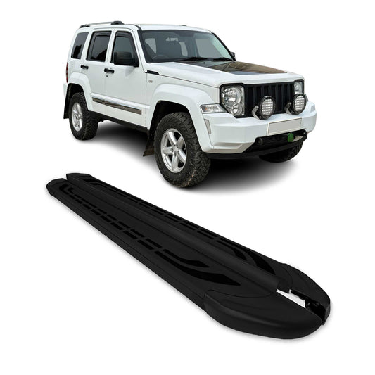 Trittbretter Seitenschweller Seitenbretter für Jeep Cherokee 2008-13 Alu Schwarz