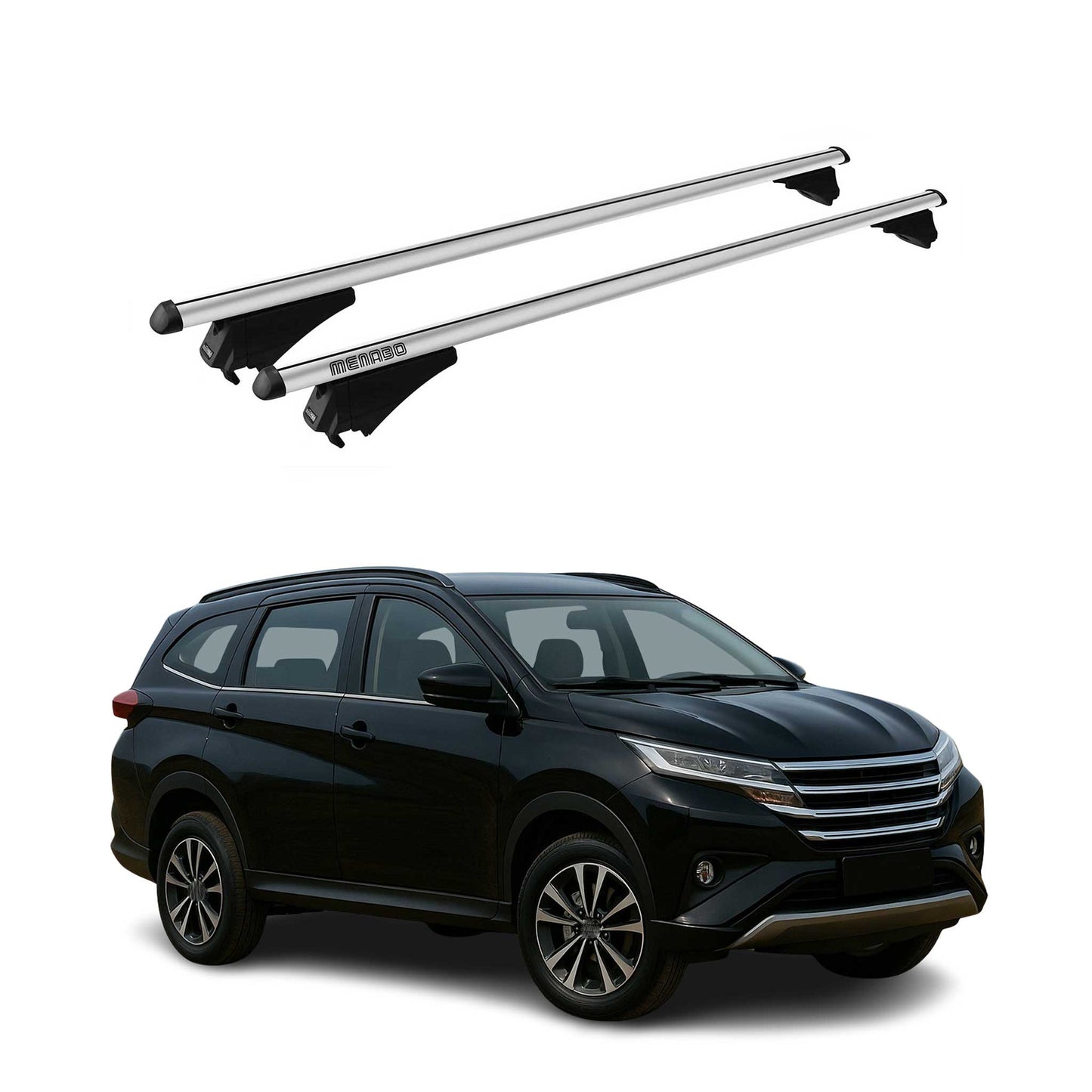 Menabo Dachträger Grundtäger für Daihatsu Terios 2017-2025 75kg Alu Silber 2 tlg