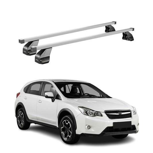 Menabo Dachträger Grundtäger für Subaru XV mk1 2012-2017 75kg Stahl Silber 2 tlg