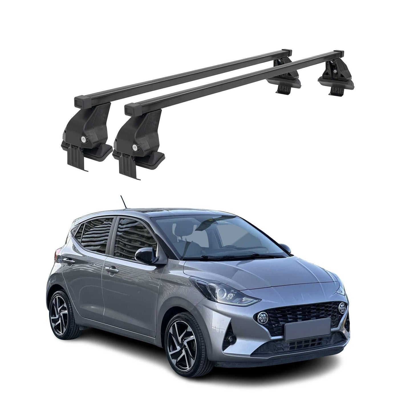 Menabo Dachträger Grundtäger für Hyundai i10 2019-2025 50kg Stahl Schwarz 2 tlg