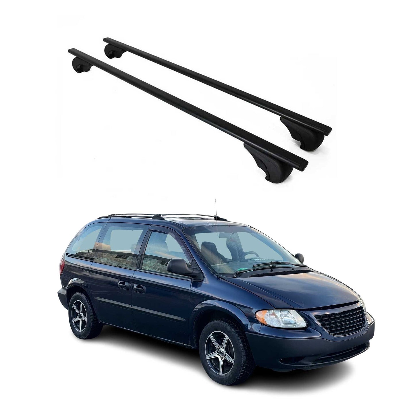 Portbagaj de plafon pentru Dodge Caravan 1996-2007 75kg, negru metalic, 2 buc.