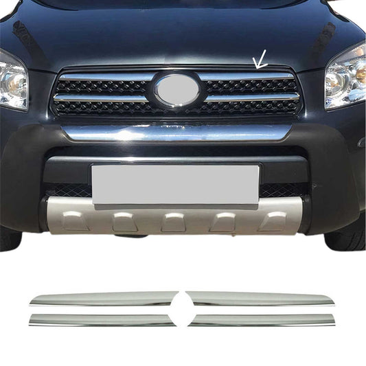 Kühlergrill Leisten Grillleisten für Toyota RAV4 2006-2009 Edelstahl Silber 4tlg