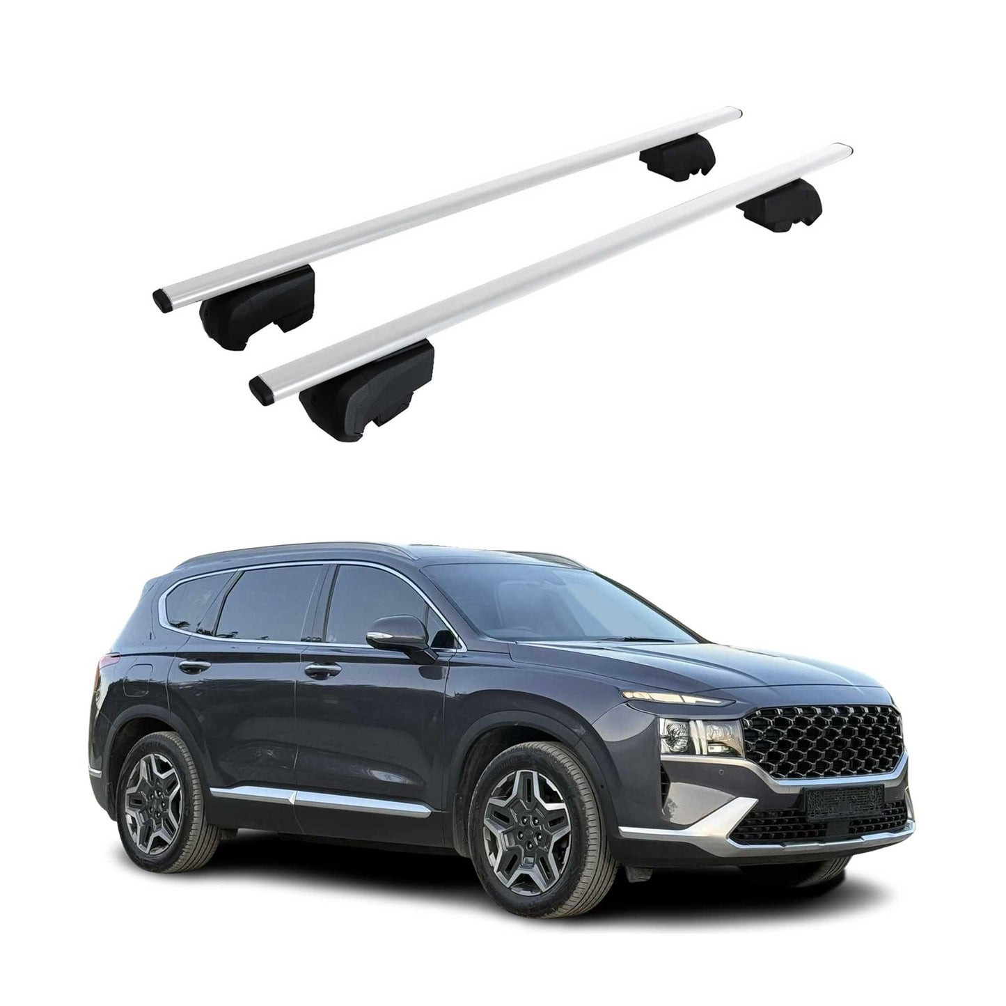 Portbagaj de plafon pentru Hyundai Santa Fe 2019-2023 75kg, metal, argintiu, 2 buc.