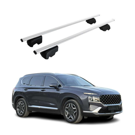 Portbagaj de plafon pentru Hyundai Santa Fe 2019-2023 75kg, metal, argintiu, 2 buc.