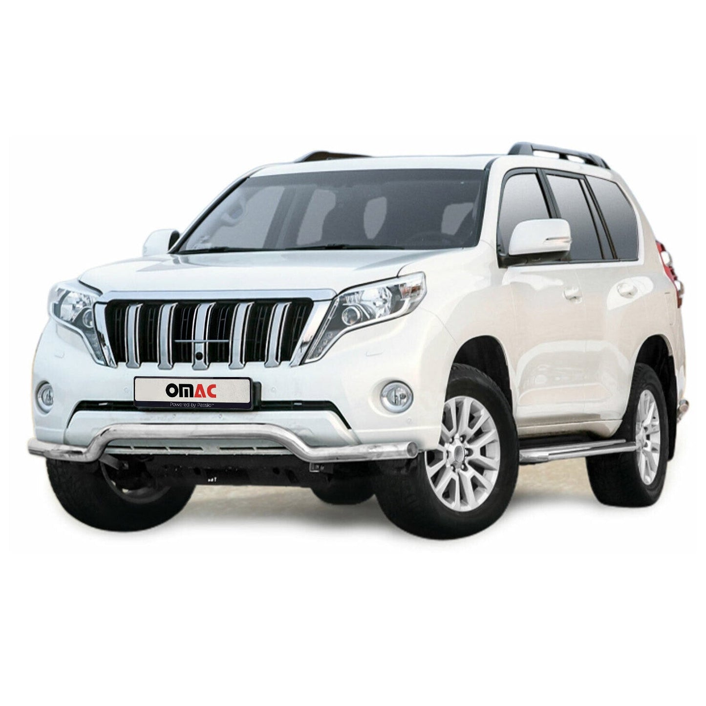 Bară de protecție/buton față pentru Toyota Land Cruiser 150 2013-2017, argintie, cu ABE (omologare de tip germană).