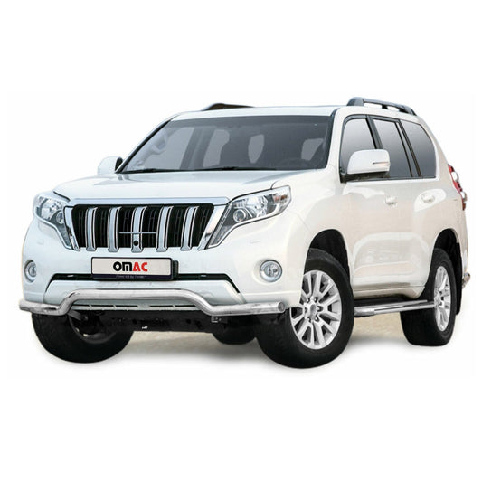 Bară de protecție/buton față pentru Toyota Land Cruiser 150 2013-2017, argintie, cu ABE (omologare de tip germană).