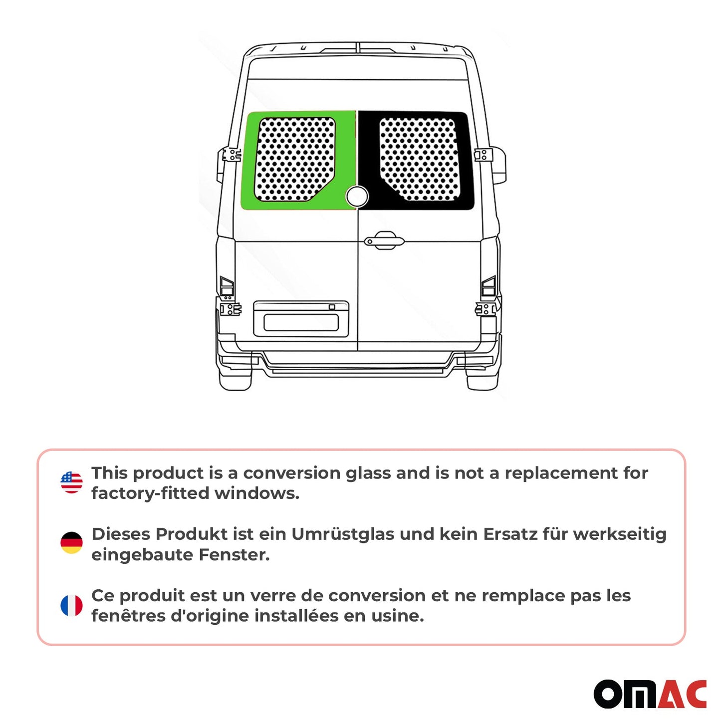 Heckscheibe Fenster für VW Crafter 2018-2025 Doppelflügeltür Hinten Links L2 L3