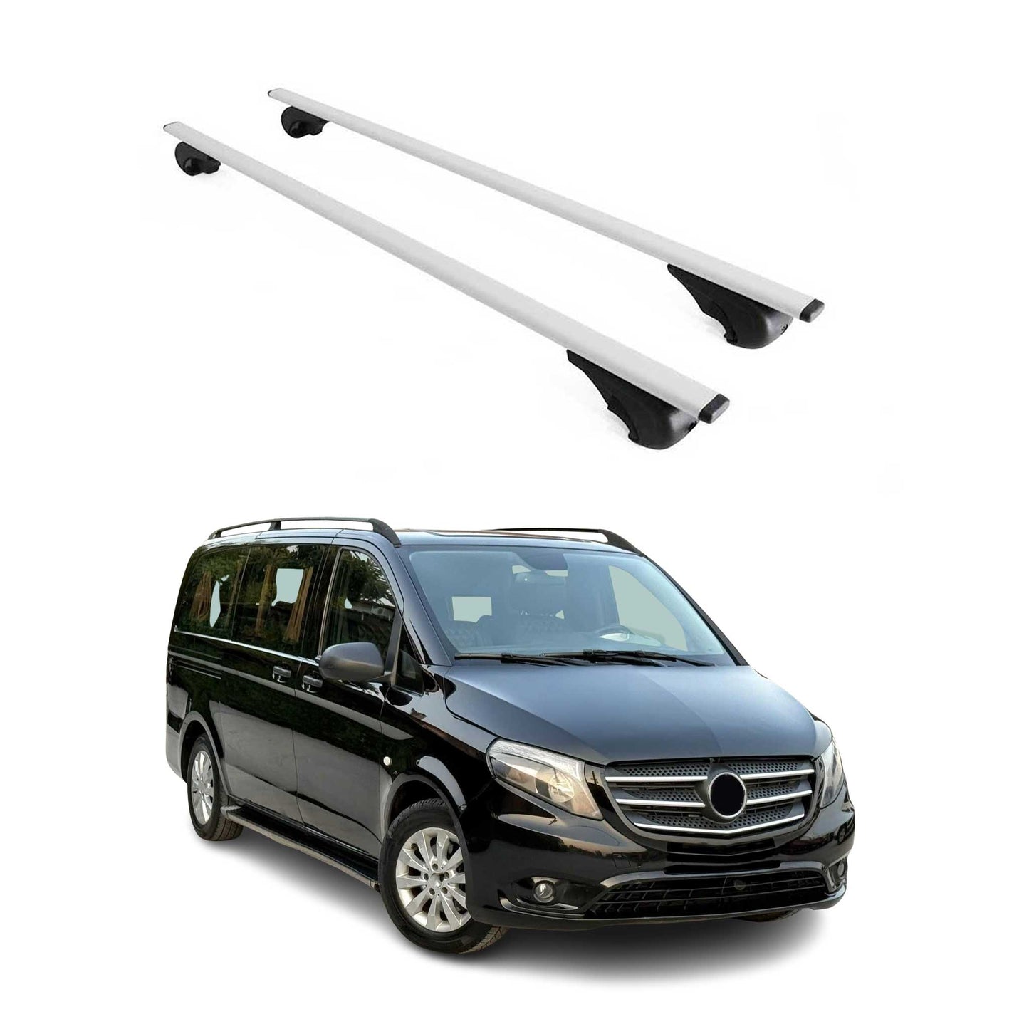 Portbagaj de plafon pentru Mercedes Vito W447 2014-2025 75kg metal argintiu 2 buc