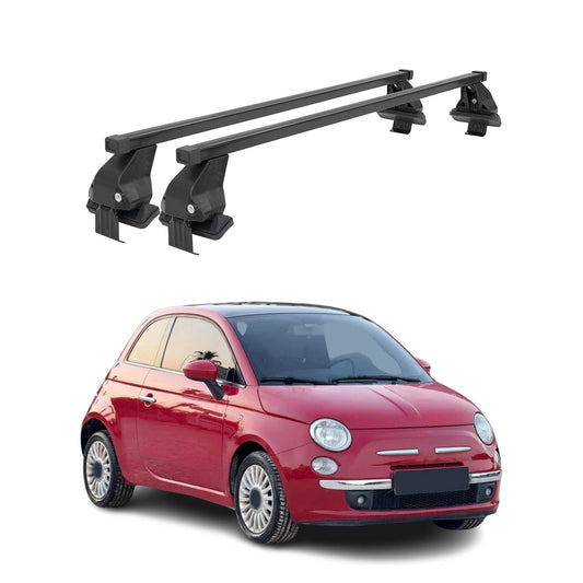Menabo Dachträger Grundtäger für Fiat 500 2007-2024 50kg Stahl Schwarz 2 tlg