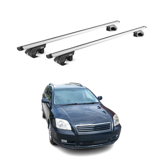 Bară portbagaj plafon pentru Toyota Avensis mk1 Estate 1997-2003 5 uși 90kg aluminiu argintiu 2x ABE