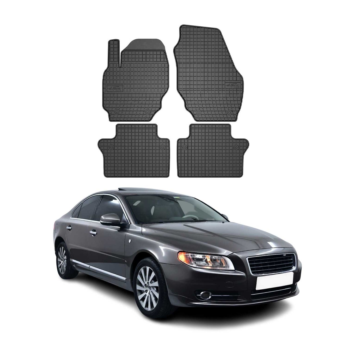 OMAC Gummi Fußmatten für Volvo S80 2006-2016 Automatten Gummi TPE Schwarz 4tlg