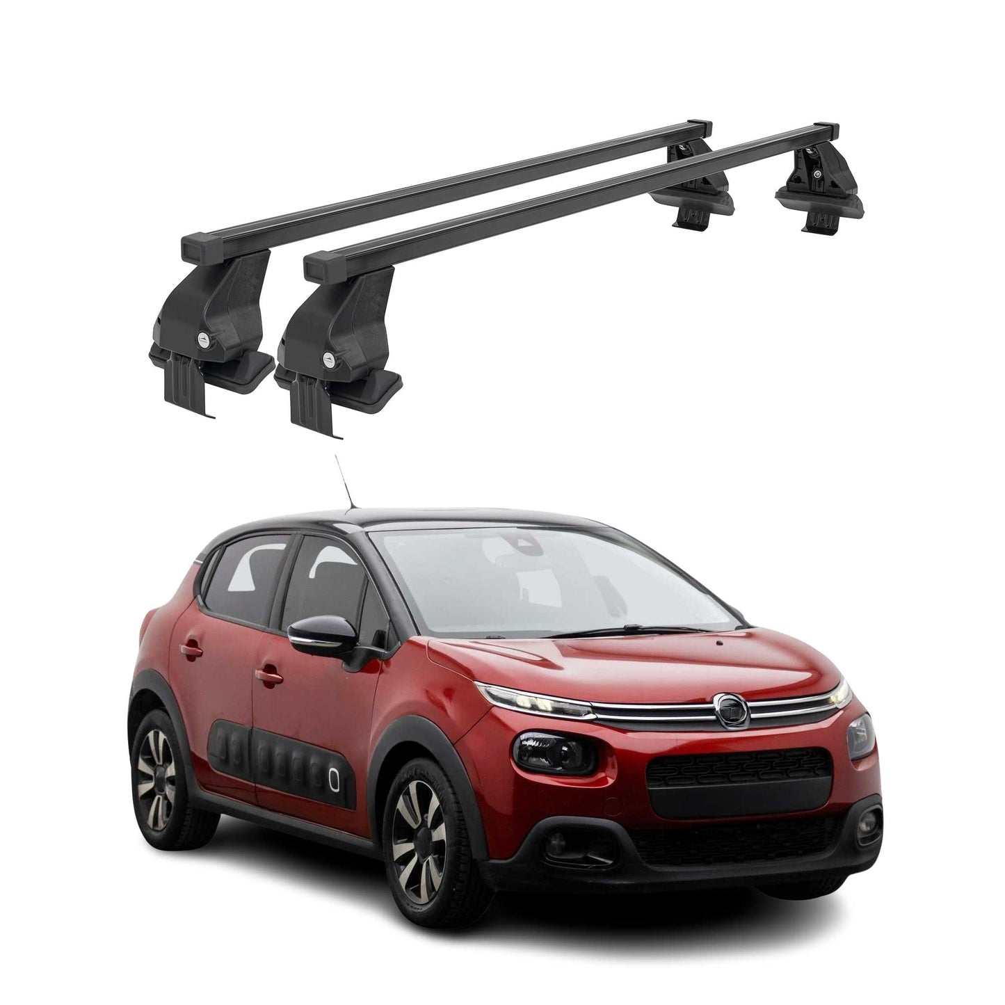 Menabo Dachträger Grundtäger für Citroen C3 2016-2024 50kg Stahl Schwarz 2 tlg