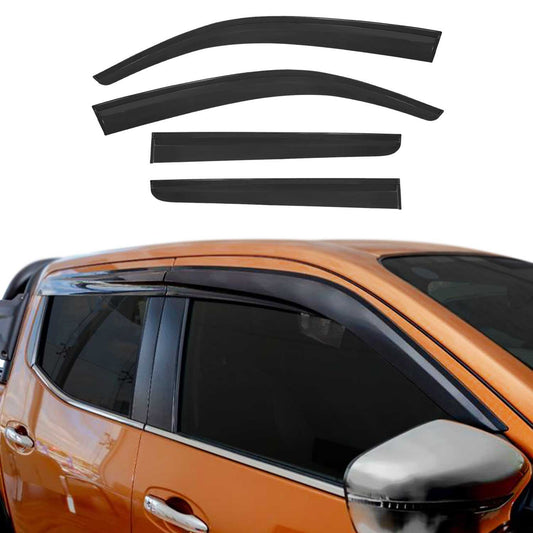 4x Windabweiser Regenabweiser für Nissan Navara D40 2005-2016 Acryl Dunkel