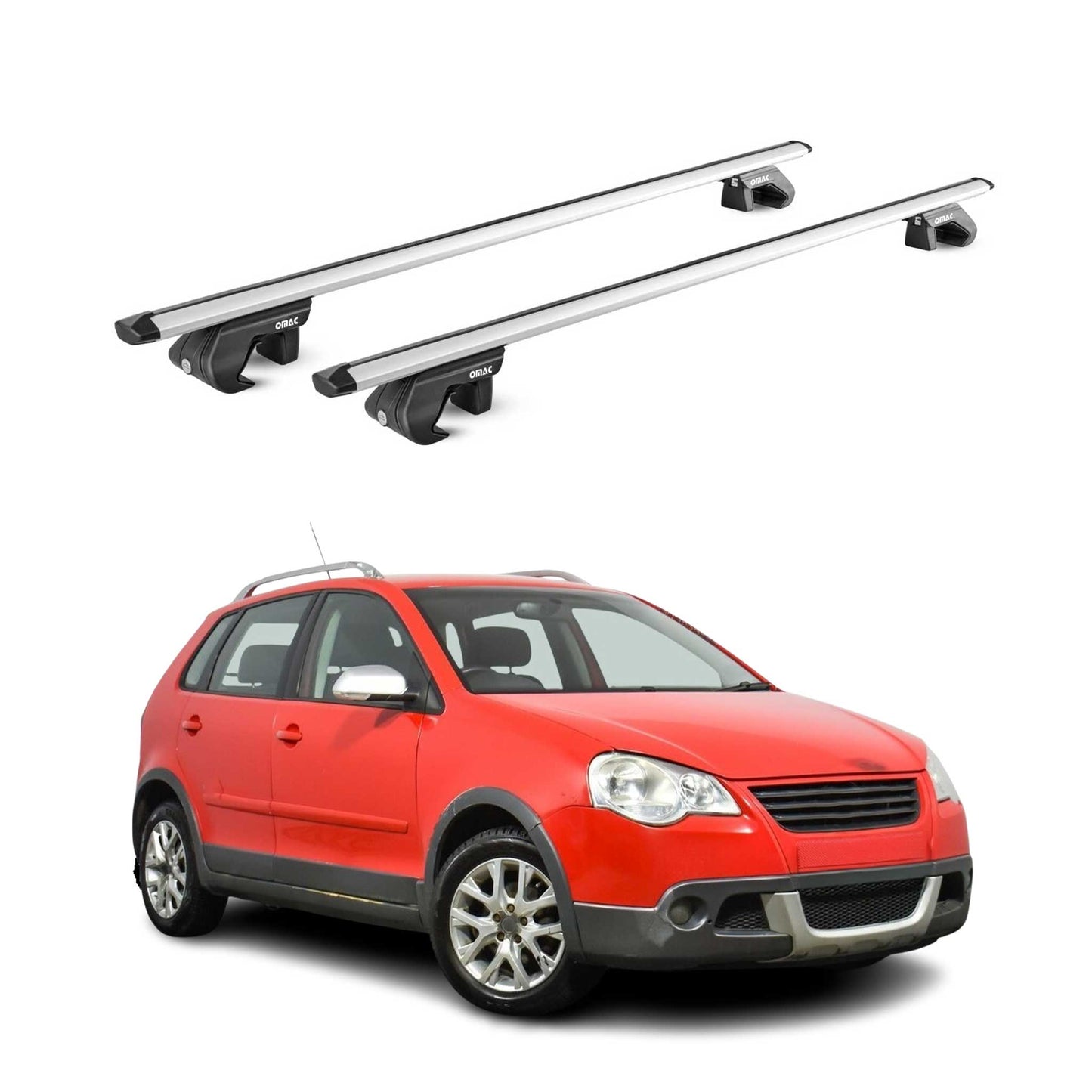 Dachträger Grundtäger für VW Polo 9N 6R 2002-2017 90kg Alu Silber 2 tlg ABE