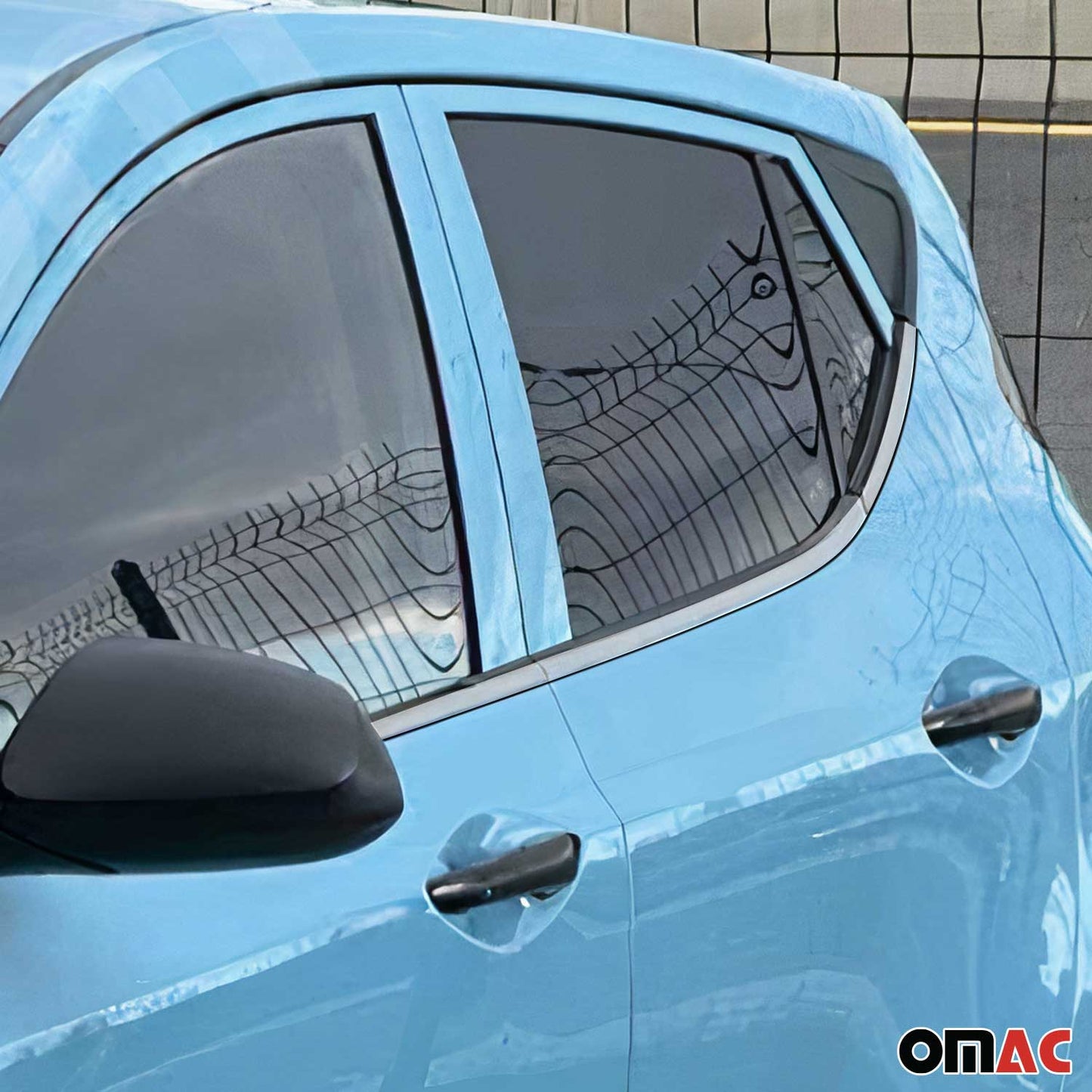 Benzi decorative pentru geamuri Hyundai i10 2011-2013, oțel inoxidabil cromat, 6 bucăți