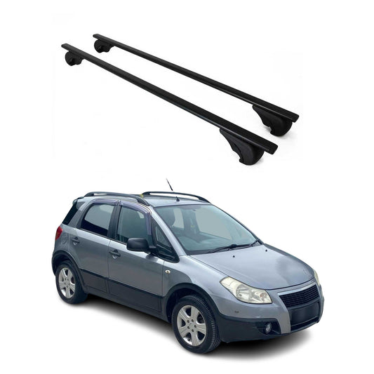 Portbagaj de plafon pentru Fiat Sedici 2005-2014 75kg, negru metalic, 2 buc.