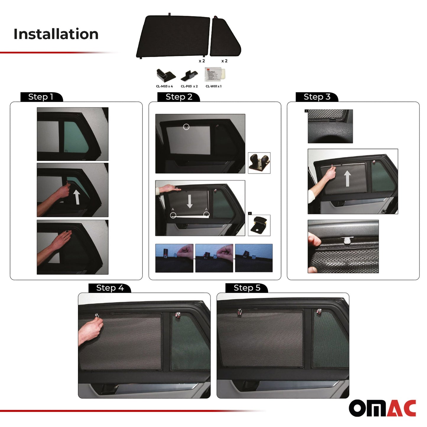 Sonnenschutz Blenden für Mercedes C Klasse S204 2007-2014 hintere Türen 4tlg