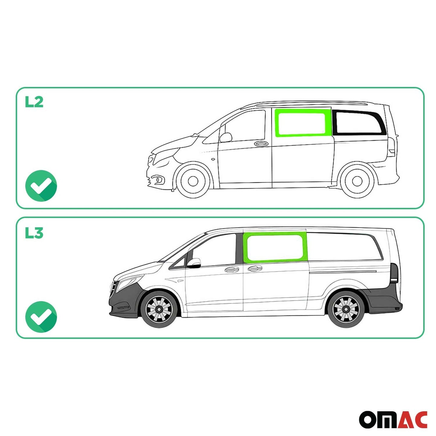 Seitenfenster Auto Fenster für Mercedes Vito W447 2014-2025 Links L2 L3