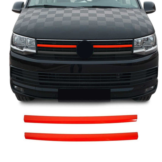 Grilă radiator VW T6 Transporter 2015-19 Highline oțel inoxidabil roșu 2x