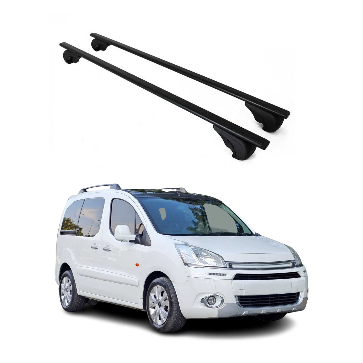 Portbagaj de plafon pentru Citroen Berlingo 2008-2018 75kg, negru metalic, 2 buc.