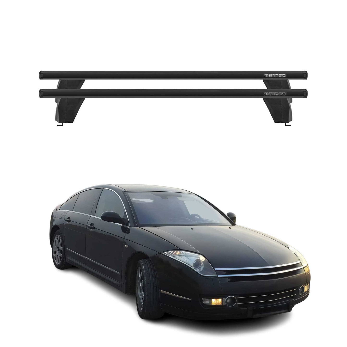Bagażnik dachowy Menabo do Citroena C6 2005-2012 75kg aluminiowy czarny 2 szt.