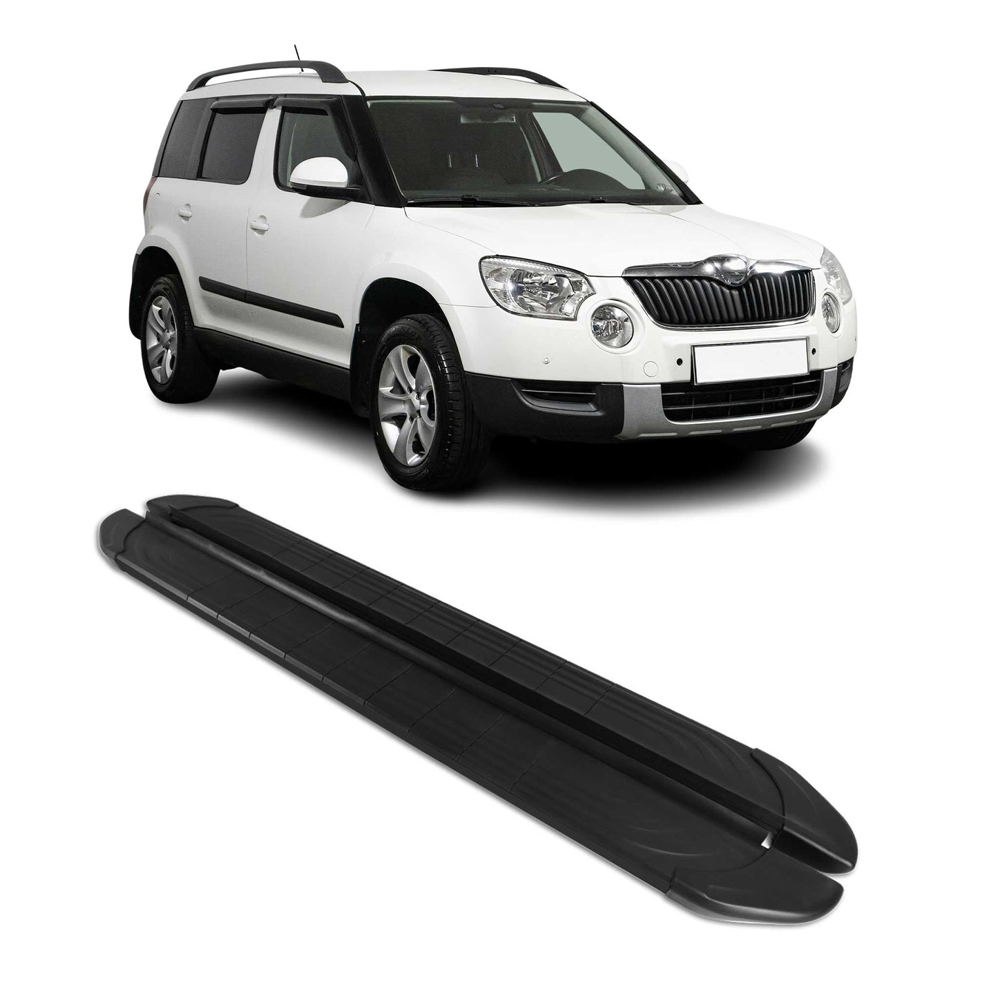 Trittbretter Seitenschweller für Skoda Yeti 2010-2018 Aluminium Schwarz 2tlg