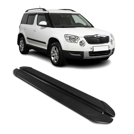 Trittbretter Seitenschweller für Skoda Yeti 2010-2018 Aluminium Schwarz 2tlg