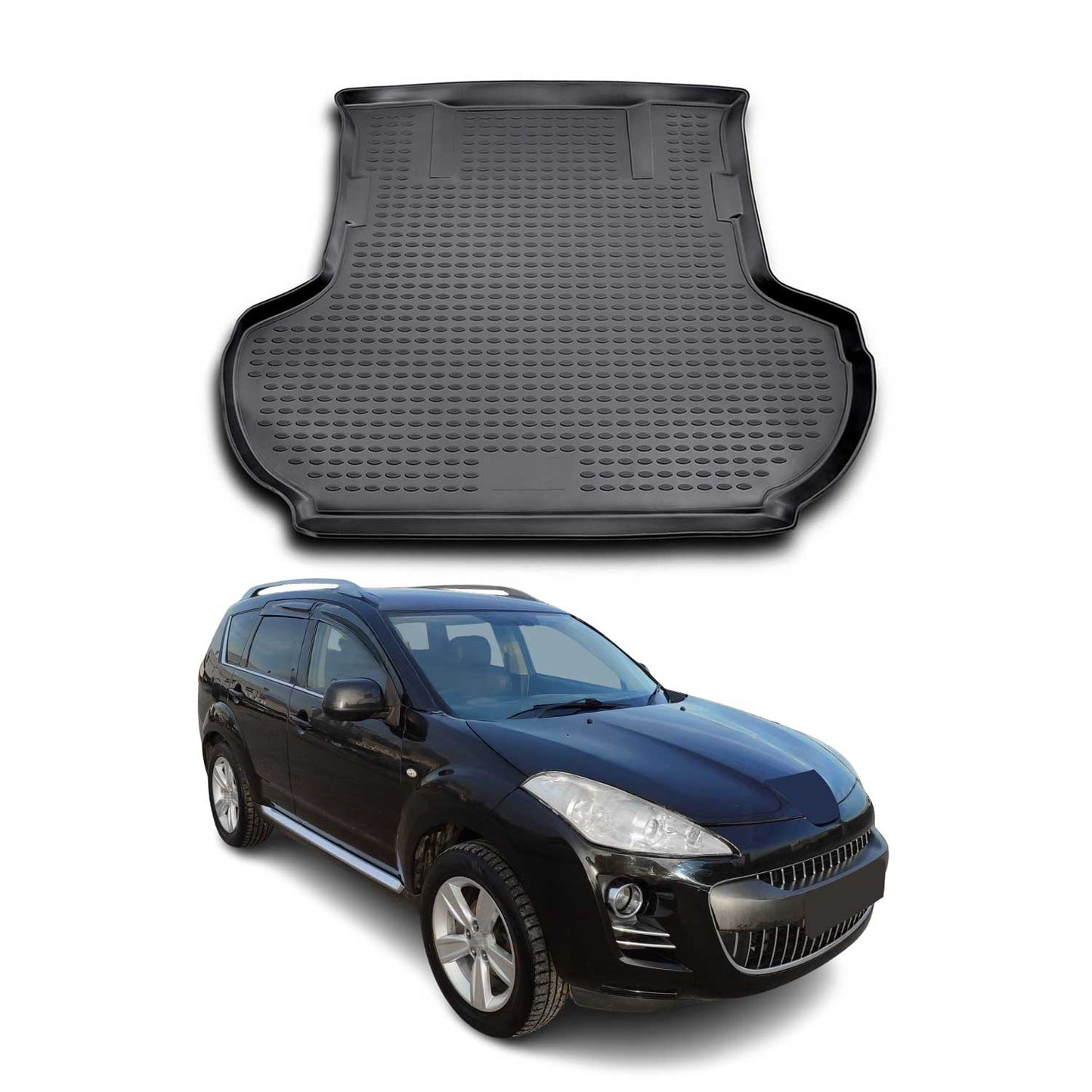 Kofferraummatte Kofferraumwanne für Peugeot 4007 2007-2013 Gummi TPE Schwarz