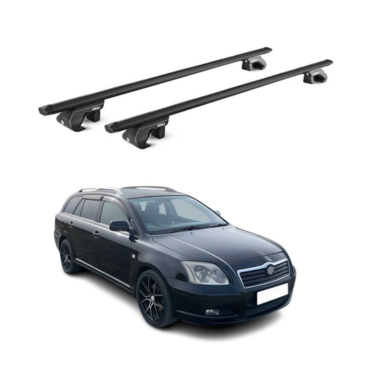 Bară portbagaj plafon pentru Toyota Avensis mk1 Verso 2001-2003 FL 90kg Alu Negru 2x ABE