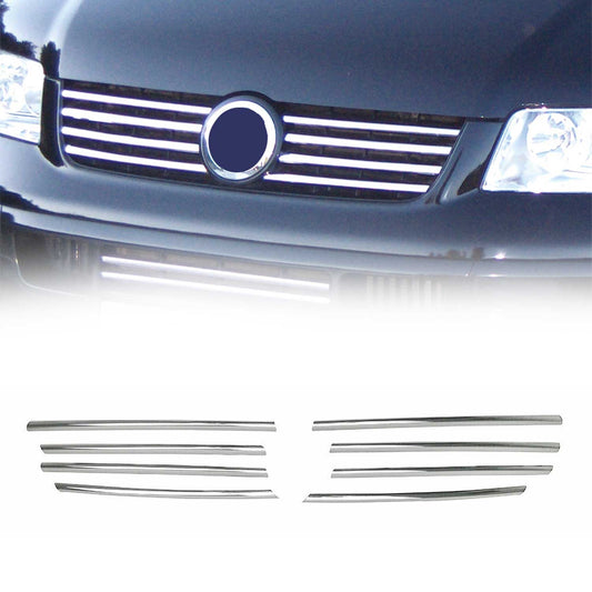 Benzi grilă radiator pentru VW Transporter T5 2003-2010, crom-argintiu, 8 buc.