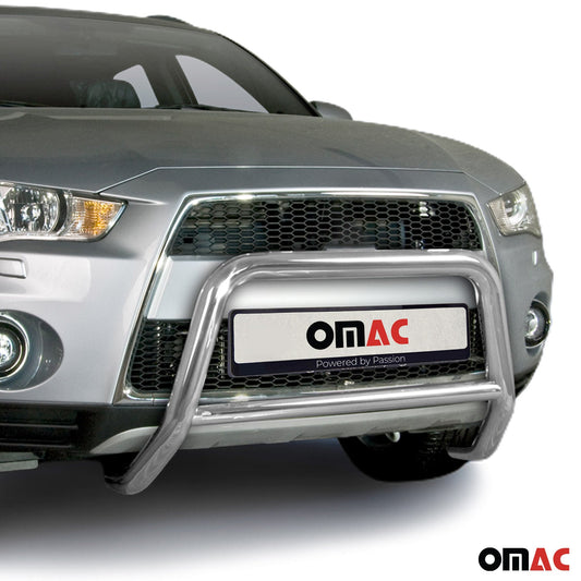 Bară de protecție/buton față pentru Mitsubishi Outlander 2010-2012, omologată ABE, oțel, argintiu