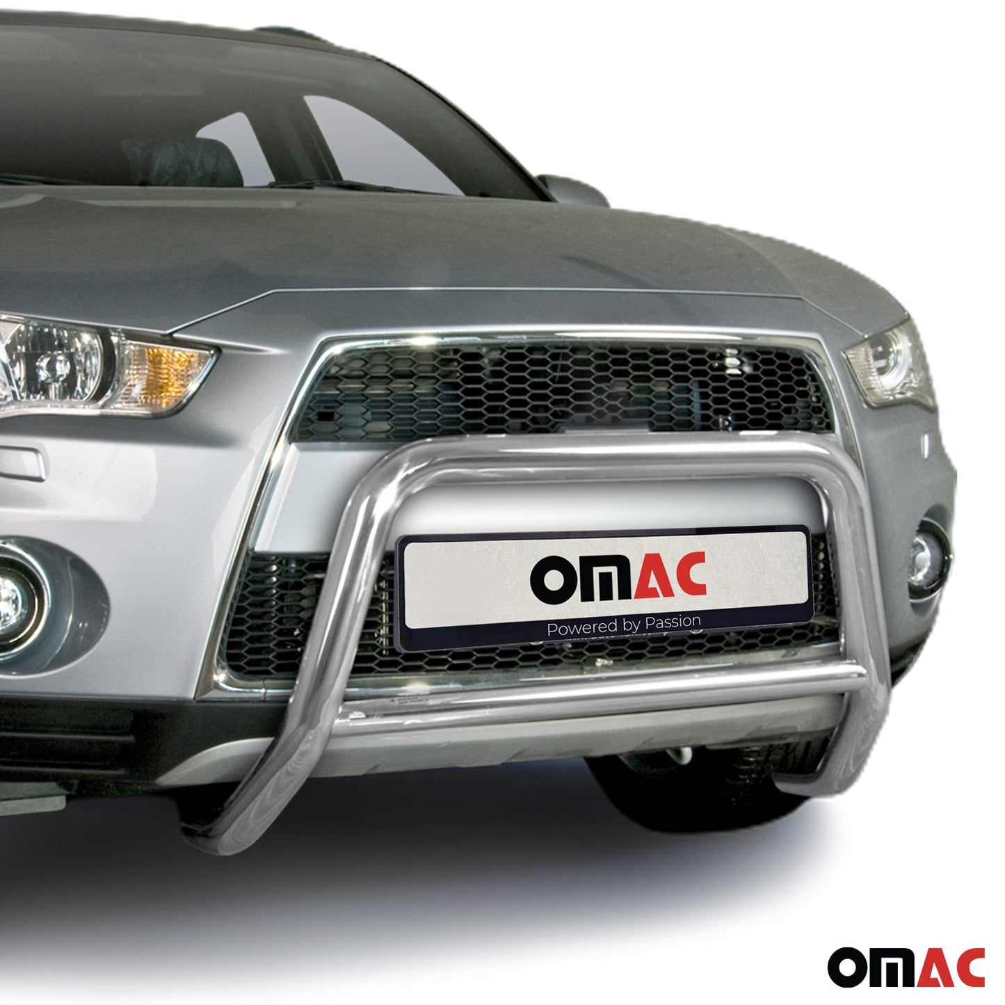 Bară de protecție/buton față pentru Mitsubishi Outlander 2010-2012, omologată ABE, oțel, argintiu