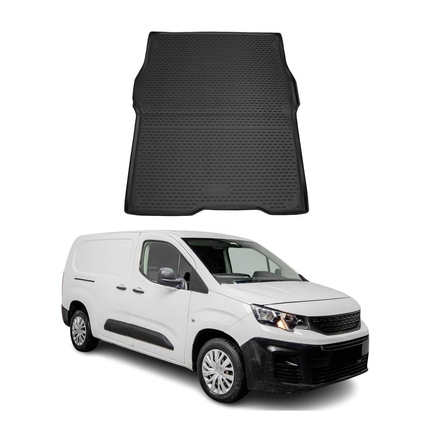 Kofferraummatte Kofferraumwanne für Peugeot Partner 2018-2021 Gummi TPE Schwarz