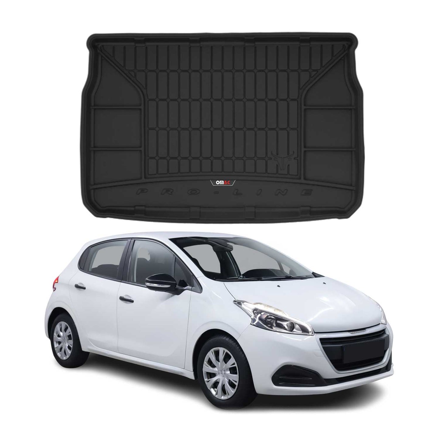 OMAC Gummi Kofferraumwanne für Peugeot 208 2012-2019 ohne Subwoofer Schwarz