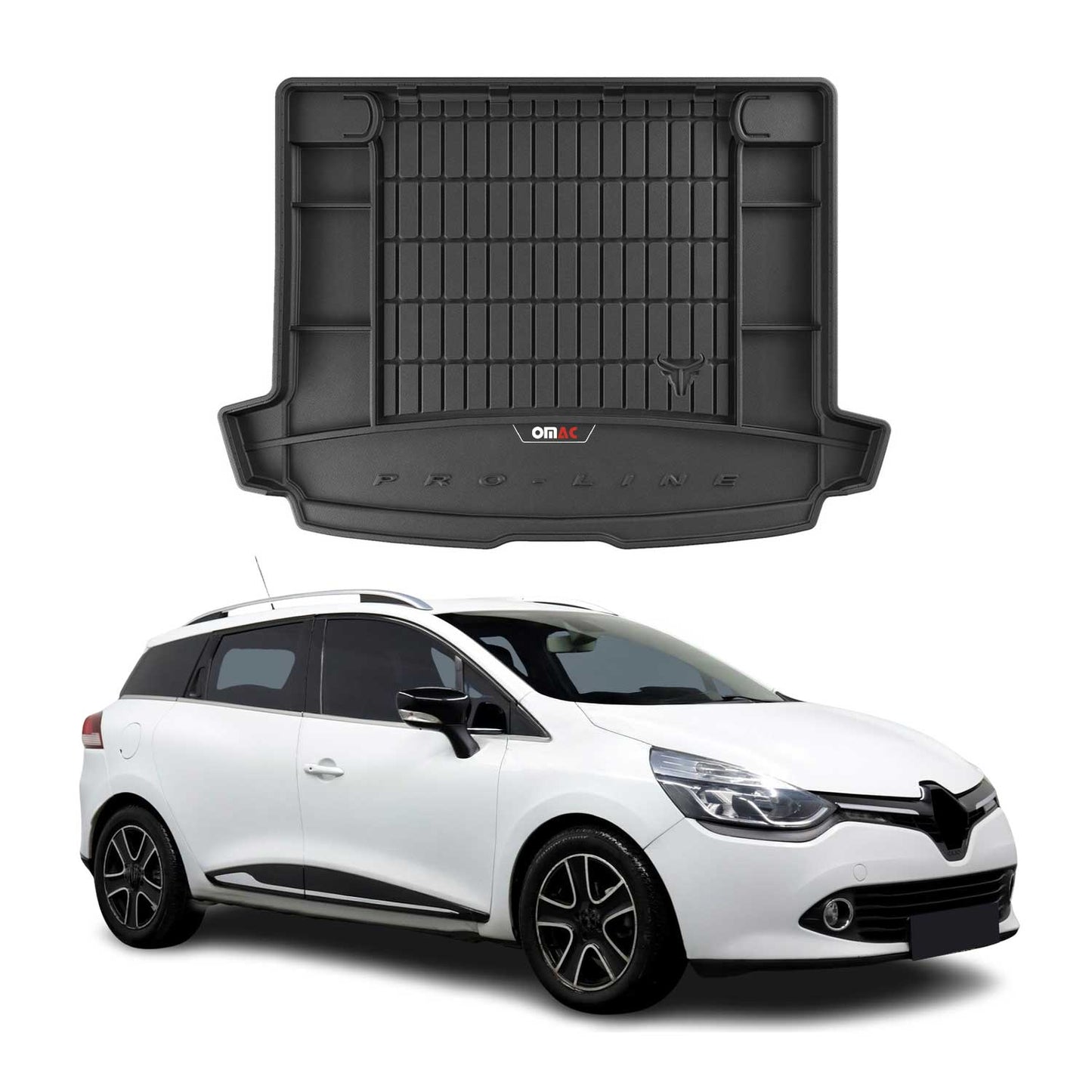 OMAC Gummi Kofferraumwanne für Renault Clio Grandtour 2013-2017 TPE Schwarz