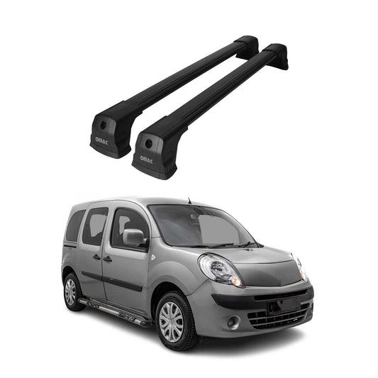 Portbagaj de plafon pentru Renault Kangoo mk2 2007-2021 75kg aluminiu negru 2 buc