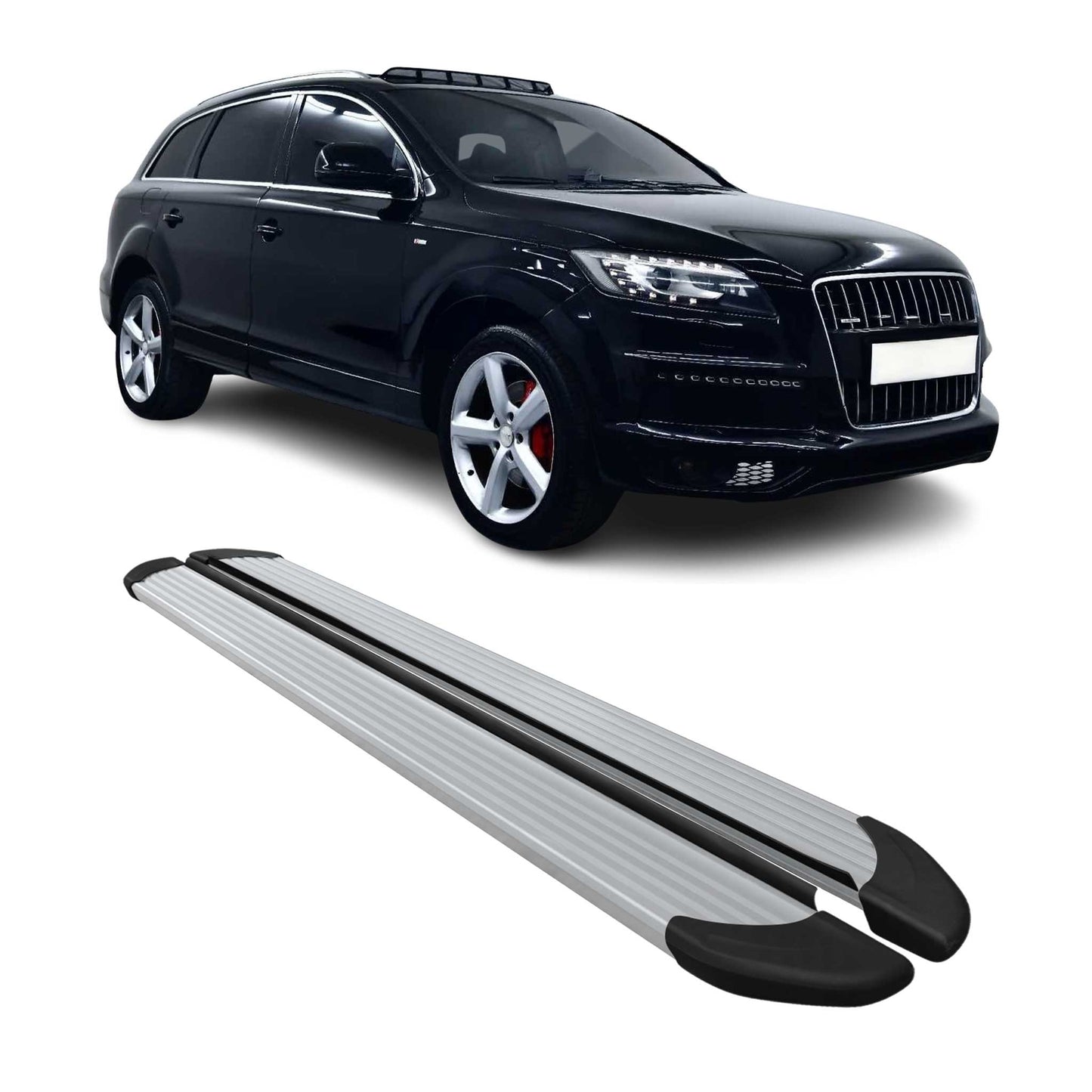 Seitenschweller Trittbretter Schweller für Audi Q7 4LB 2006-2015 Alu Silber 2x