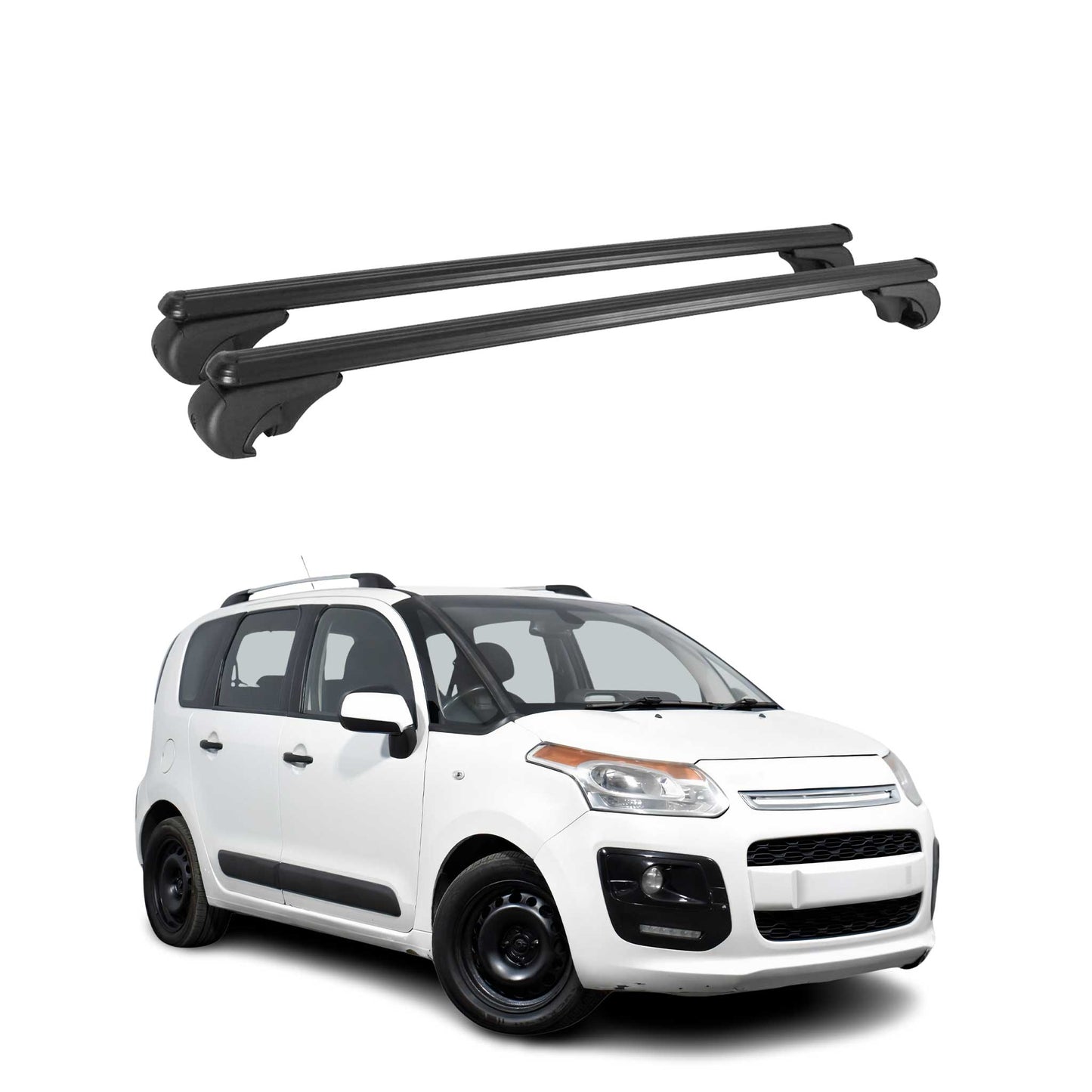 Portbagaj de plafon pentru Citroen C3 Picasso 2008-2017 75kg aluminiu negru 2 piese
