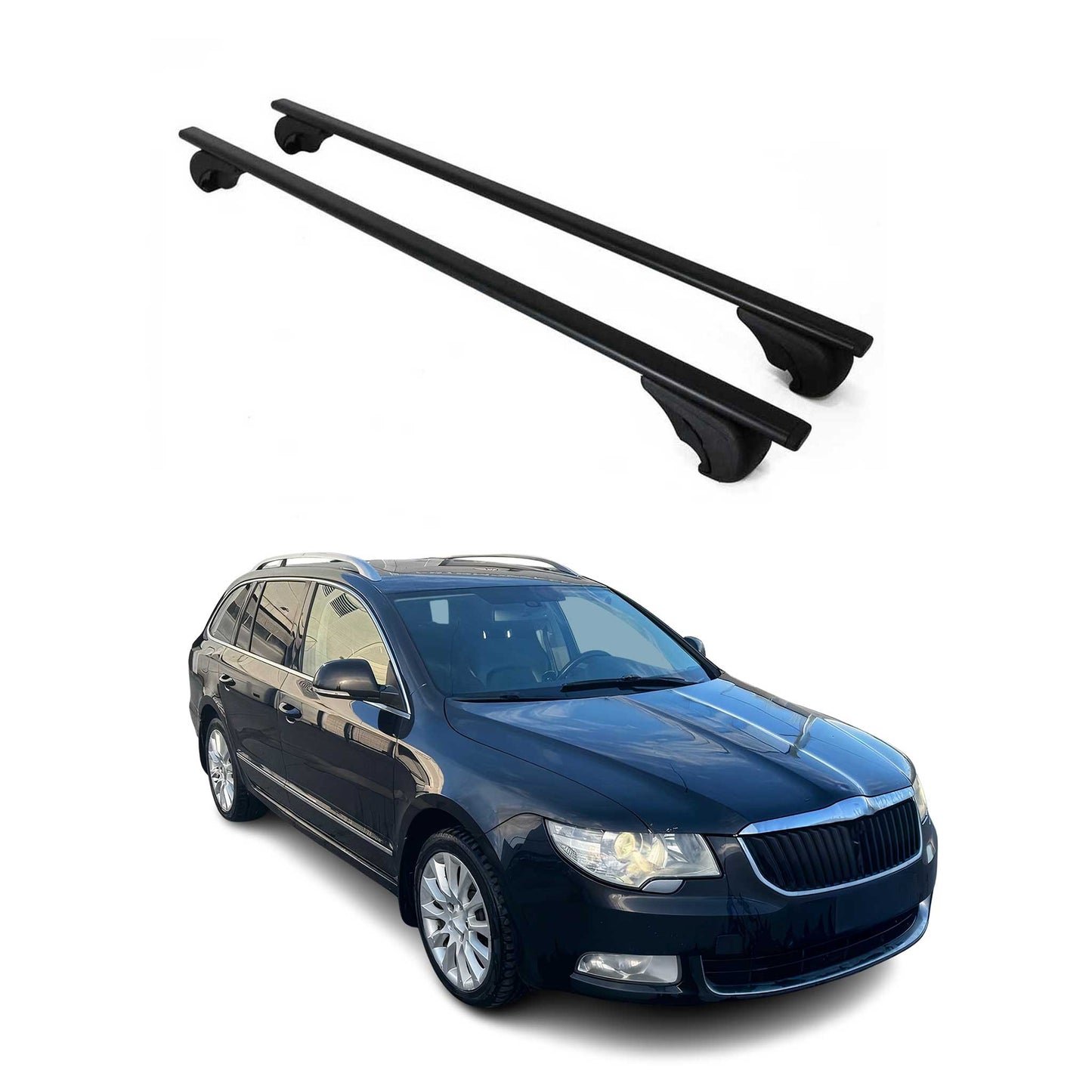 Portbagaj de plafon pentru Skoda Superb Combi 2008-2023 75kg, negru metalic, 2 buc.