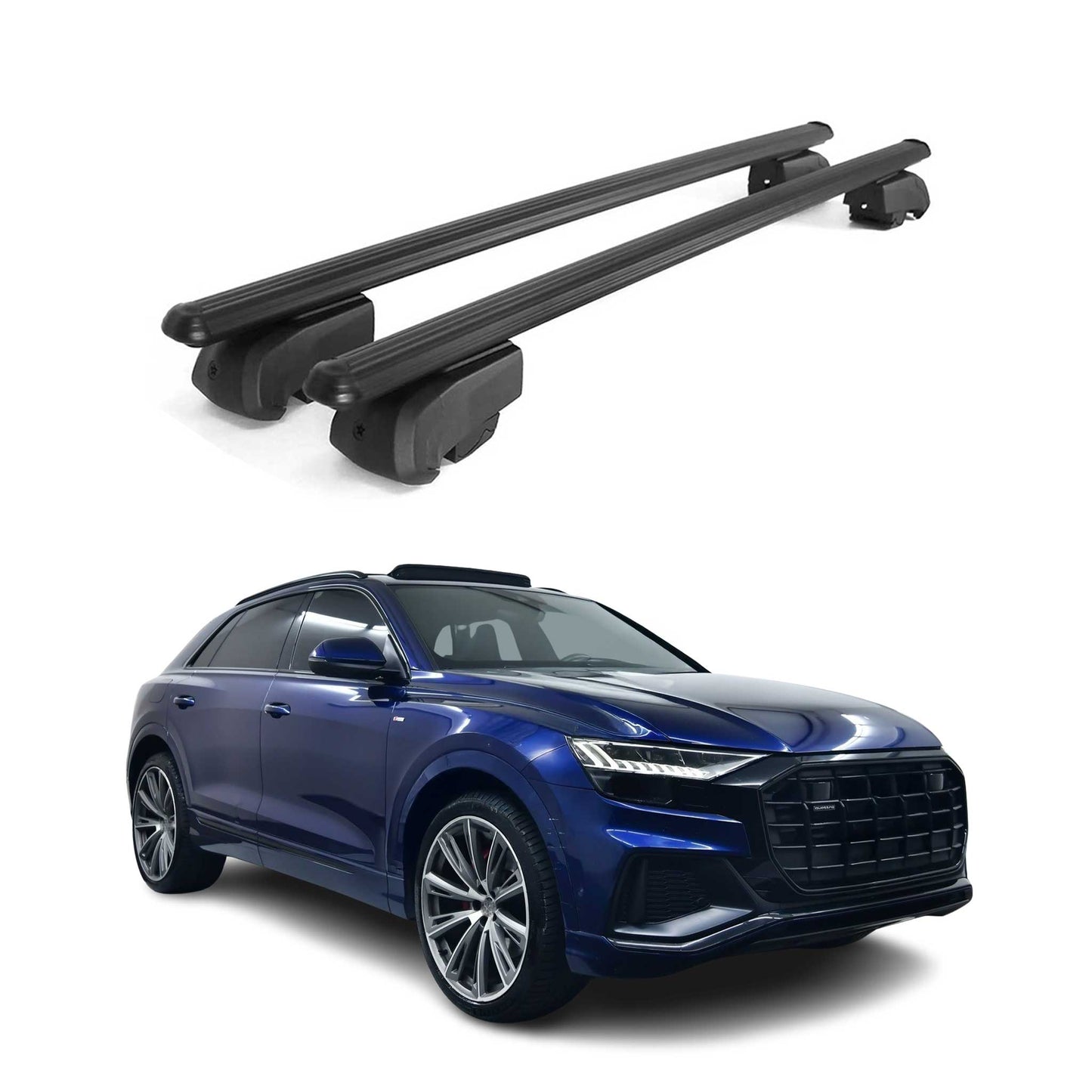 Dachträger Grundtäger für Audi Q8 2018-2025 75kg Aluminium Schwarz 2 tlg