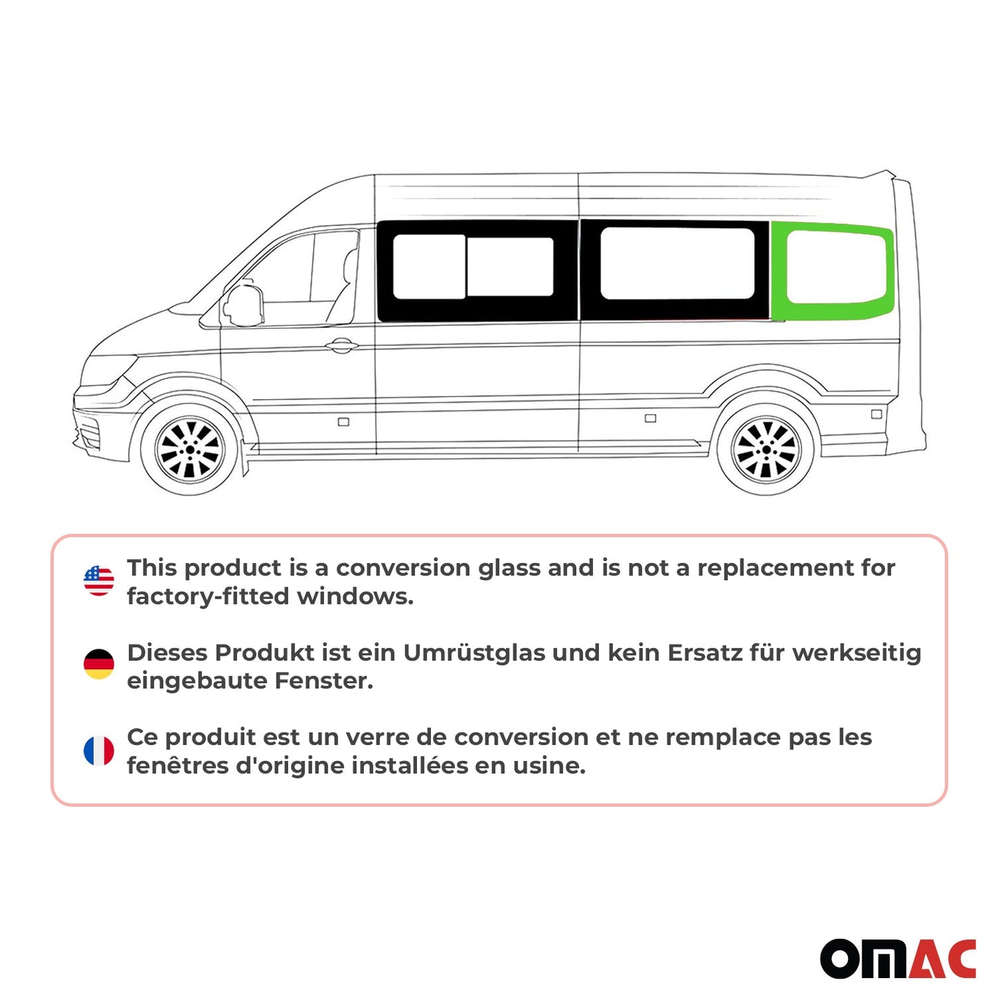 Seitenfenster Sicherheitsglas für MAN TGE 2017-2025 Auto Links L3 Schwarz